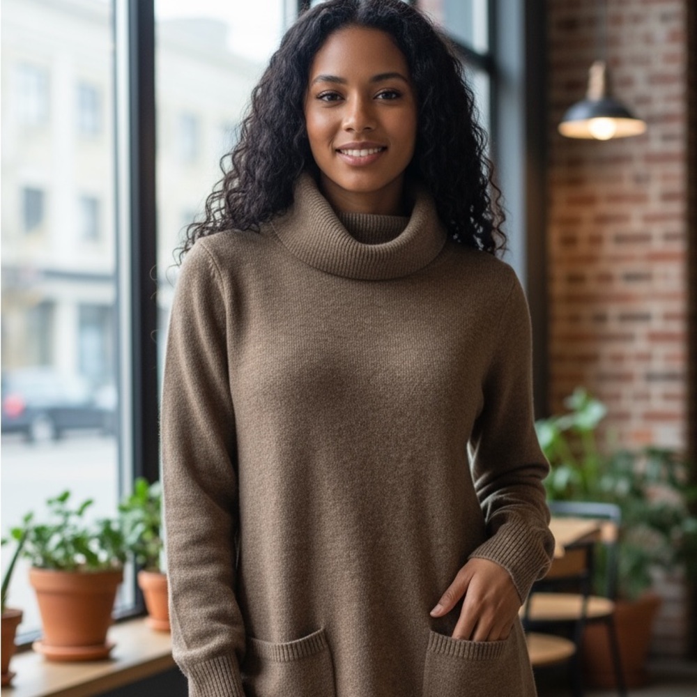 LOFT Tan Cowl Neck Sweater